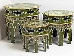 Moroccan design natural wood table set - 606