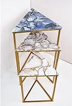 Agate Side Table Set with Base, Blue - 875