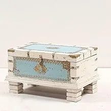 Small Wooden Box - White and Blue 1097