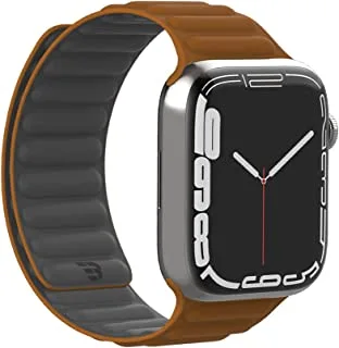 Baykron -Silicone Magnetic strap for Apple Watch Saddle Brown and Steel Grey