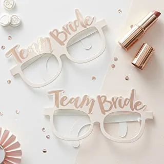 نظارات حفلات Ginger Ray Team Bride باللونين الوردي والذهبي الوردي ، بارتفاع 8 سم