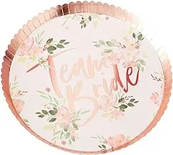 Ginger Ray Floral Bachelorette Party Rose Gold Team Bride Paper Plates 8 Pack