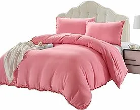 DONETELLA All-Season Bedding Comforter Set- 5 Pcs King Size, Applique Ruffled Design Comforter Sets for Double Bed - Removable Filler- With Down Alternative Filling
