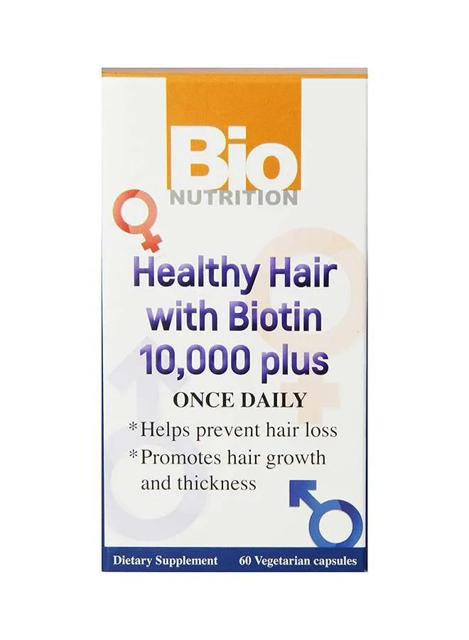 Bio Nutrition Healthy Hair With Biotin 10000 Plus 60 Capsules