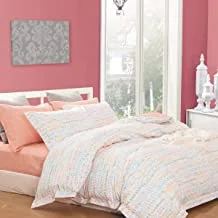 DONETELLA Reversible Bedding Comforter Set, All Season, 4 Pcs Single Size, Printed Comforter Sets for Double Bed, With Super-Soft Down Alternative Filling (Single, Off White Peach)