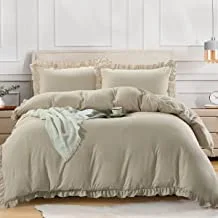 DONETELLA Ruffled Duvet Set, All Season, 3 Pcs Single Size, Super-soft Vintage Ruffle Fringe Comforter Cover, Bedding Set Without Filler, Solid Colour with Hidden Zipper and Corner Ties
