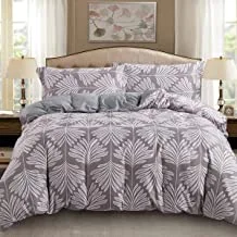 DONETELLA All-Season Bedding Comforter Set- 5 Pcs King Size, Applique Ruffled Design Comforter Sets for Double Bed - Removable Filler- With Down Alternative Filling (Queen, Dove Grey)