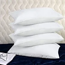 DONETELLA 1200 Grams Cotton Hotel Pillows Size 50 x 75 cms - Luxury Down Alternative Filling 100% Breathable Cotton Cover With Satin Feel Skin-Friendly (4-Pack)