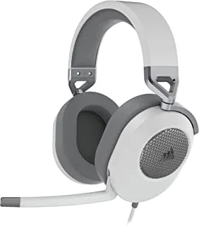 Corsair HS65 SURROUND Gaming Headset (Leatherette Memory Foam Ear Pads, Dolby Audio 7.1 Surround Sound on PC and Mac, SonarWorks SoundID Technology, Multi-Platform Compatibility) White, One Size