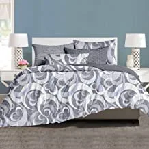 DONETELLA Reversible Bedding Comforter Set, All Season, 4 Pcs Queen Size, Printed Comforter Sets for Double Bed, With Super-Soft Down Alternative Filling (King, Pewter Gray) (طقم لحاف سرير)