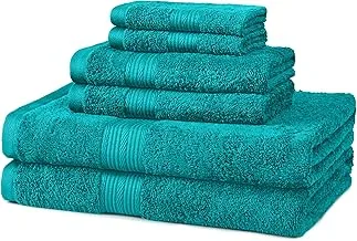 Amazon Basics Fade-Resistant Towel Set, 6-Piece, Teal