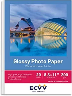 ECVV A4 Cast Coated Photo Paper for Photograph Printer 210 * 297mm White Glossy(20 sheets)