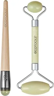 EcoTools Beauty Skin Care Tool Jade Facial Roller and Eye Roller Duo, Face Roller and Massager, Skincare and Sculpting Tool, Reduces Under Eye Puffiness and Dark Circles, 2 Piece Set
