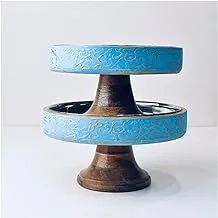 Wooden and copper cake set, blue