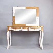 كونسول خشبي بمرآة ، أبيض