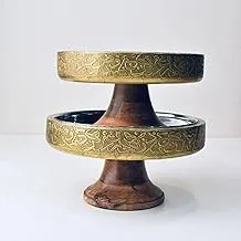 Wooden and Copper Cake Set, Gold