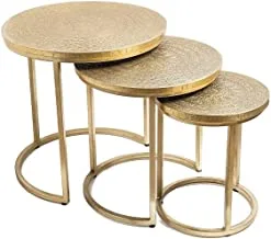 Wood and Brass Table 3-Pieces Set