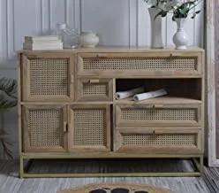 Indian Wooden Buffet Cabinet with Rattan