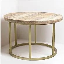 Natural Wood Table with Iron Base