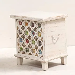 صندوق خشبي بالنحاس، ابيض - 1104