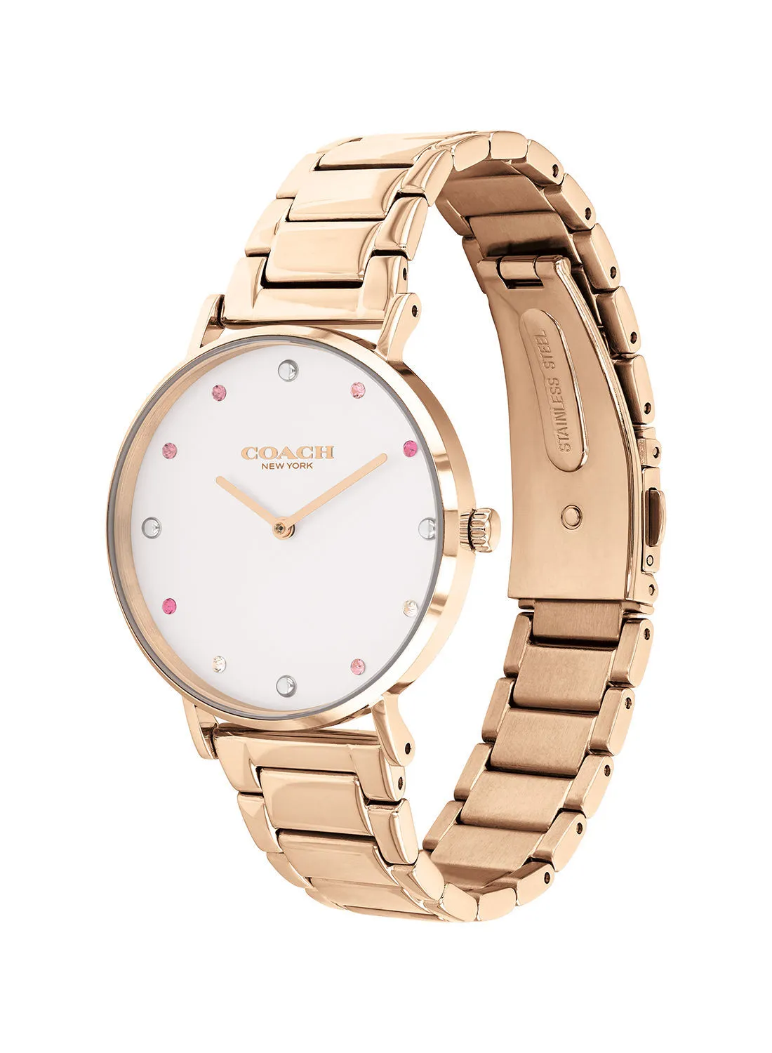 COACH Women's COACH PERRY WOMEN's WHITE DIAL, IONIC PLATED CARNATION GOLD STEEL WATCH - 14503938