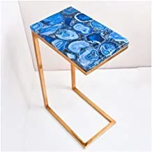 Agate Side Table with Base, Blue