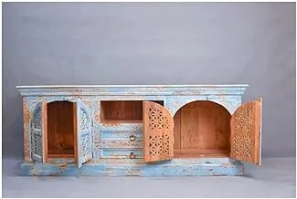طاولة تلفزيون زرقاء هندية خشبية