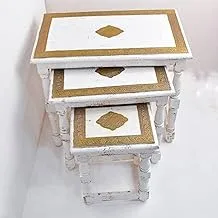 Brass Iron Wooden Table Set - 876