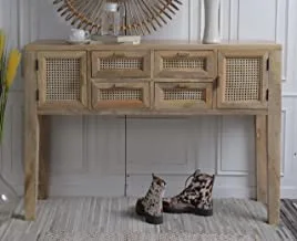 Indian Wooden Console Table with Rattan