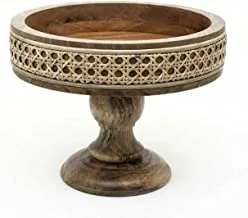 Wooden Cake Stand with Rattan