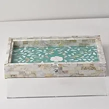 Mother of Pearl Tray with Acrylic Cover, Green