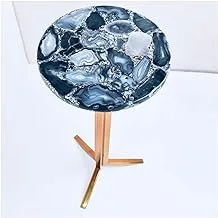 Agate Side Table with Base, Dark Blue