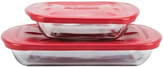 Anchor Hocking Glass Bakeware 4-Pieces Set, Red