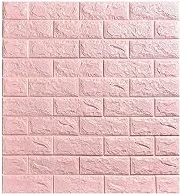3D Brick Waterproof Wall Stickers Light Pink 70x38centimeter