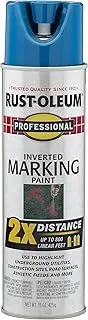 Rust-Oleum 266575 Professional 2X Distance Inverted Marking Spray Paint, 15 oz, Caution Blue