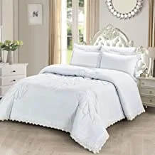 DONETELLA Bedding Comforter Set- 6 Pcs Luxury-King Size for Double Bed With Elastic Lace Embroidery- Comforters With Super-Soft Down Alternative Filling (طقم لحاف سرير فندقي)