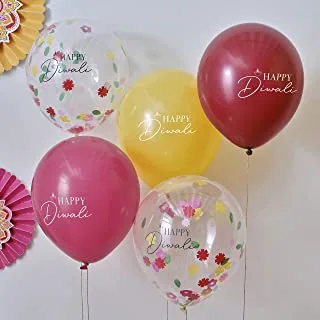 Ginger Ray Happy Diwali Multicolour Latex Party Balloons Pack of 5
