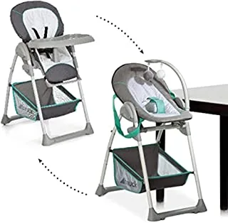 Hauck Grow-Along Highchair Sit N Relax/New-Born Attachment from Birth to 9 kg/Toddler Seat up to 15 kg/Height-Adjustable/Foldable/Wheels/Play Arch/Tray/Basket/Grey