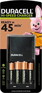 Duracell 45 Minutes Battery Charger with 2 AA and 2 AAA
