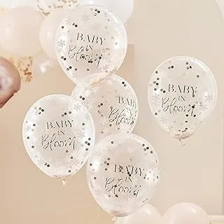 Ginger Ray Baby Shower Clear With Rose Gold Confetti Filled 'Baby In Bloom' Party Decoration Balloons 5 Pack