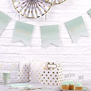 Ginger Ray Hooray Paper Bunting, Mint Green/Ombre/Gold