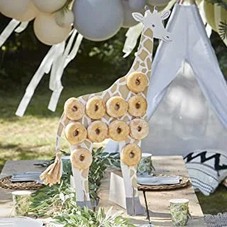 Ginger Ray 'Let's Go Wild' Giraffe Shaped Donut Stand with Tissue Tassel Tail-85cm, Multi
