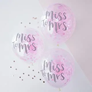 Ginger Ray TB-627 Miss to Mrs Hen Party Clear Pink Confetti Balloons