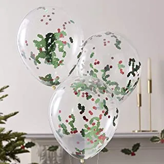Ginger Ray Holly Confetti Balloons 5-Pieces