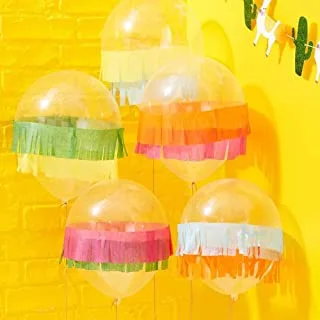 Ginger Ray Tissue Fringe Mexican Party Balloons 5-Pieces, 12-Inch Size