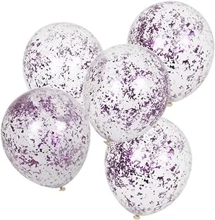Ginger Ray Confetti Filled Balloons 5-Pieces, 12-Inch Size, Pink