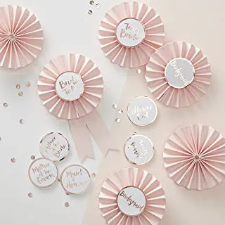 Ginger Ray Team Bride Pink and Rose Gold Hen Party Badges Kit, 8 cm Diameter