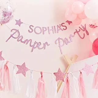 Ginger Ray Pink Glitter CUStomisable Pamper Party Bunting 2-Pieces