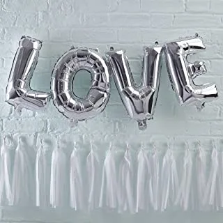 Ginger Ray Love Balloon Bunting, Silver