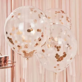 Ginger Ray Giant Confetti Balloons 3-Pieces, 24-Inch Size, Rose Gold/Blush
